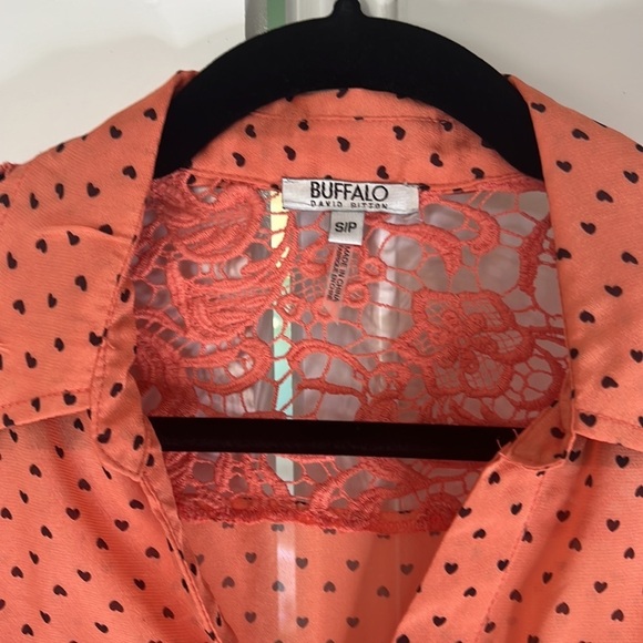 Vintage BUFFALO Sheer Heart Crochet 90s Blouse - Picture 7 of 10